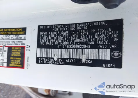 2011 Toyota Camry Se из США, поврежденный, VIN 4T1BF3EK9BU623949